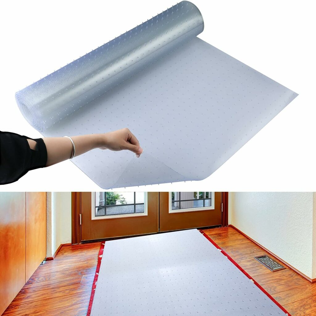 Woanger 9.8 ft Long x 26.9 in Wide Plastic Runners to Protect Carpet, Clear Vinyl Plastic Floor Carpet Protector Easy to Cut Clean Stain Resistant Non Slip Prevent Rugs from Scratching Tearing Wearing Woanger 9.8 ft Long x 26.9 in Wide Plastic Runners to Protect Carpet, Clear Vinyl Plastic Floor Carpet Protector Easy to Cut Clean Stain Resistant Non Slip Prevent Rugs from Scratching Tearing Wearing