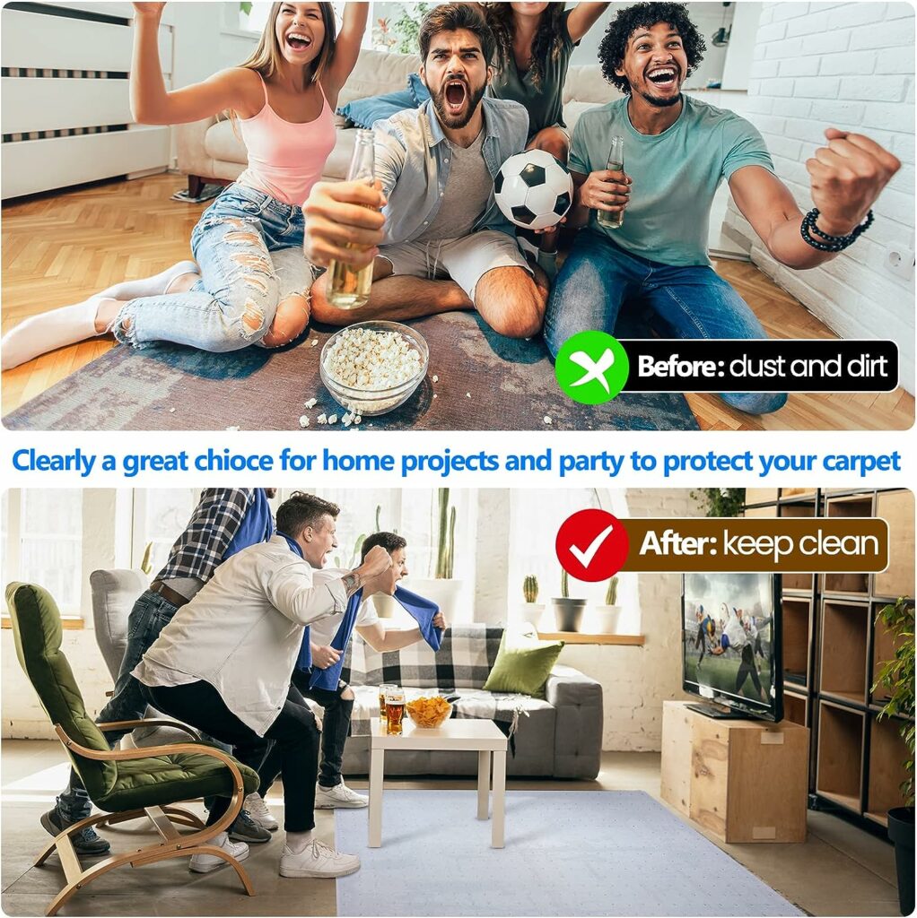 Woanger 9.8 ft Long x 26.9 in Wide Plastic Runners to Protect Carpet, Clear Vinyl Plastic Floor Carpet Protector Easy to Cut Clean Stain Resistant Non Slip Prevent Rugs from Scratching Tearing Wearing Woanger 9.8 ft Long x 26.9 in Wide Plastic Runners to Protect Carpet, Clear Vinyl Plastic Floor Carpet Protector Easy to Cut Clean Stain Resistant Non Slip Prevent Rugs from Scratching Tearing Wearing